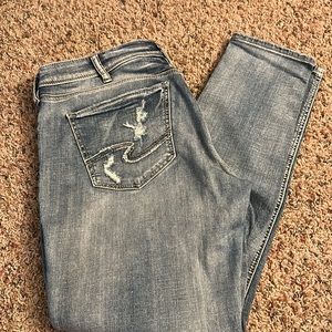 Women’s Silver distressed boyfriend jeans